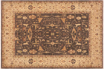 handmade Traditional Kafkaz Chobi Ziegler Brown Beige Hand Knotted RECTANGLE 100% WOOL area rug 8 x 10